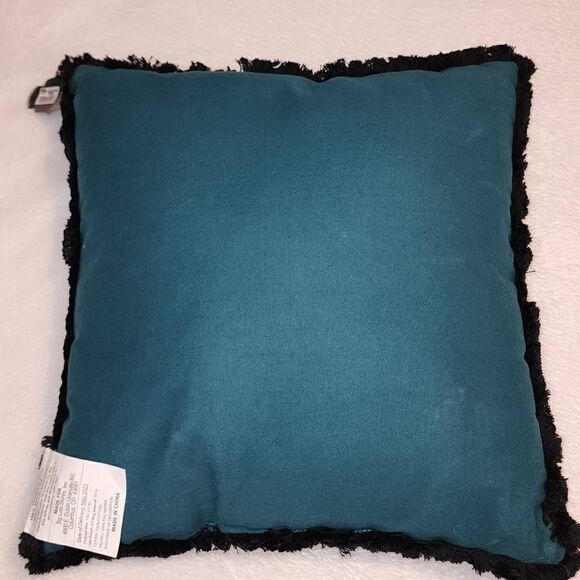 Dark Enchantment Decorative Pillow Dark Green with Silver Graphics 17" X 17" - Picture 8 of 9